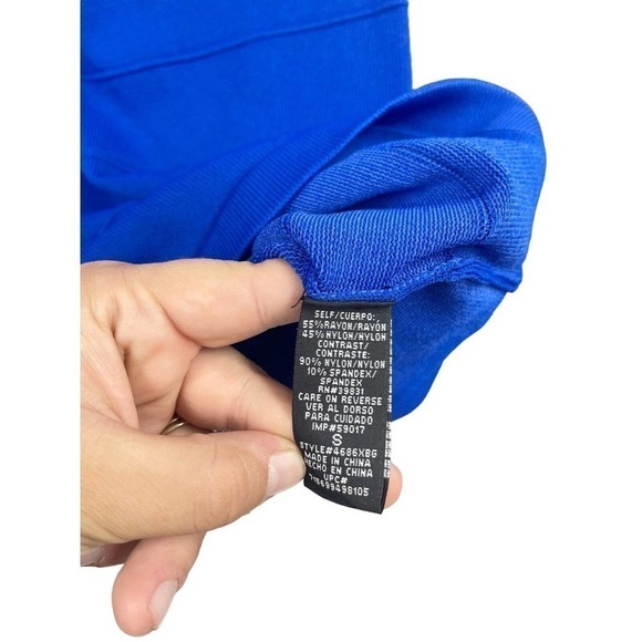 XOXO Y2K Juniors S Cobalt Blue Sleeveless Textured Lace Cutout Bandage Dress - Picture 2 of 6